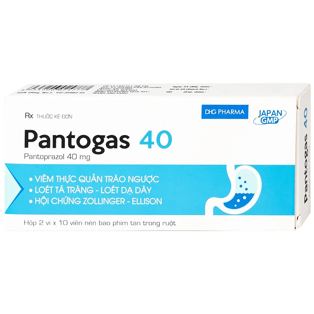 Hình ảnh Thuốc Pantogas 40 DHG điều trị viêm thực quản trào ngược (2 vỉ x 10 viên)