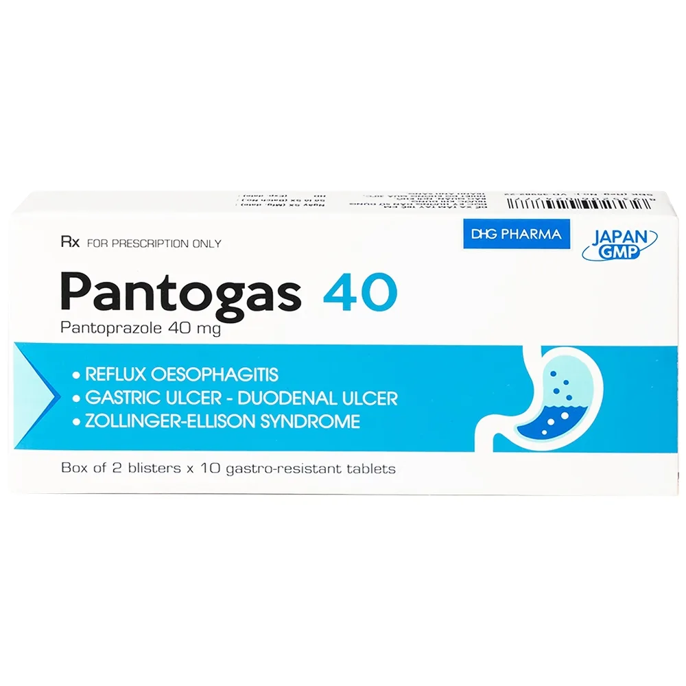 Hình ảnh Thuốc Pantogas 40 DHG điều trị viêm thực quản trào ngược (2 vỉ x 10 viên)