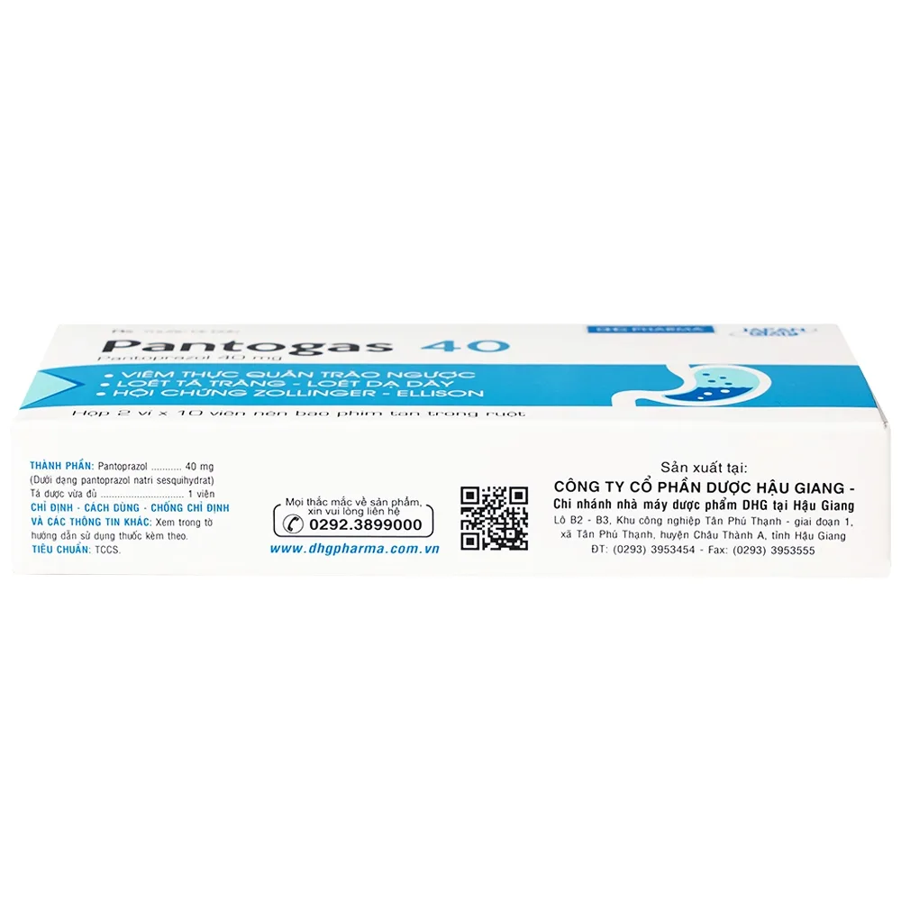 Hình ảnh Thuốc Pantogas 40 DHG điều trị viêm thực quản trào ngược (2 vỉ x 10 viên)