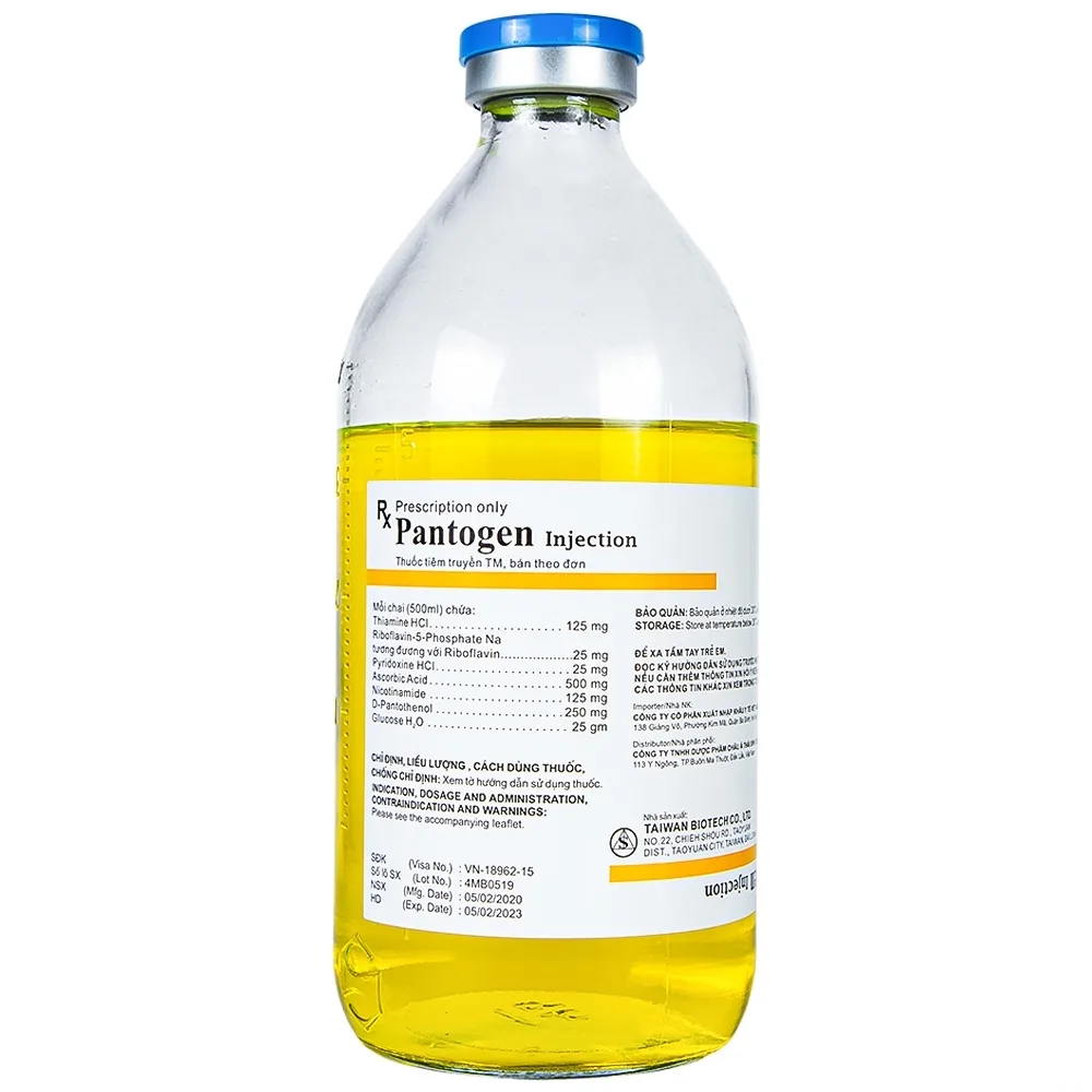 Hình ảnh Dịch truyền Pantogen Taiwan Biotech bổ sung phức hợp vitamin B, C, glucose (20 chai x 250ml)