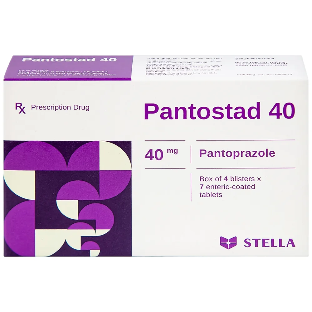 Hình ảnh Viên nén Pantostad 40 Stella điều trị trào ngược dạ dày thực quản (4 vỉ x 7 viên)