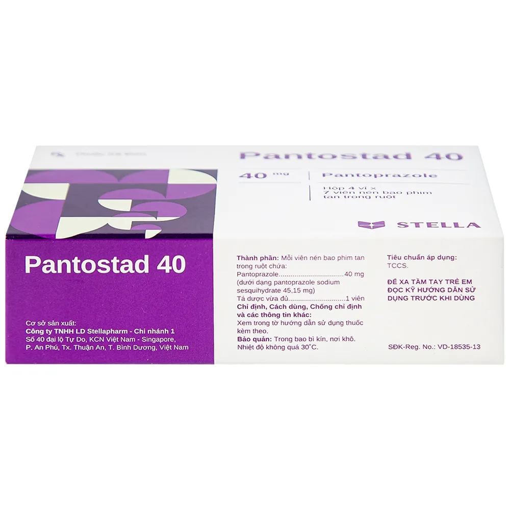 Hình ảnh Viên nén Pantostad 40 Stella điều trị trào ngược dạ dày thực quản (4 vỉ x 7 viên)