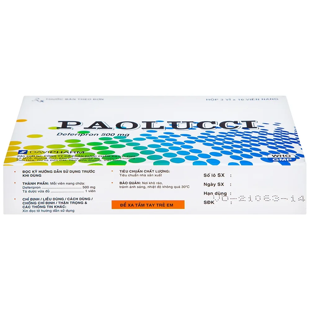 Hình ảnh Thuốc Paolucci DaViPharm điều trị dư thừa sắt trong cơ thể (3 vỉ x 10 viên)