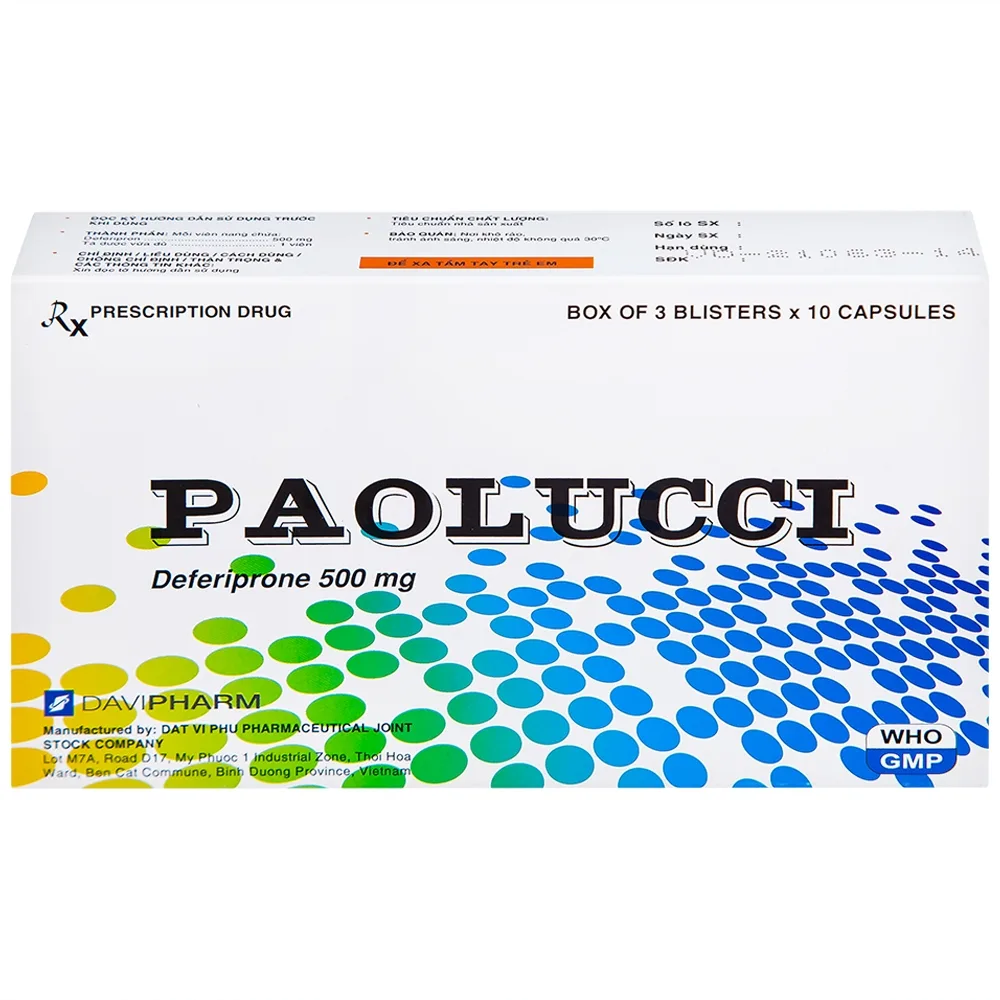 Hình ảnh Thuốc Paolucci DaViPharm điều trị dư thừa sắt trong cơ thể (3 vỉ x 10 viên)