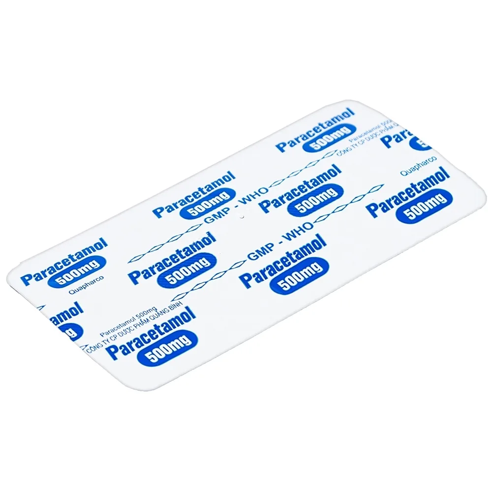 Hình ảnh Thuốc Paracetamol 500mg Quapharco giảm đau nửa đầu, cảm lạnh, cảm cúm, đau họng (10 vỉ x 10 viên)