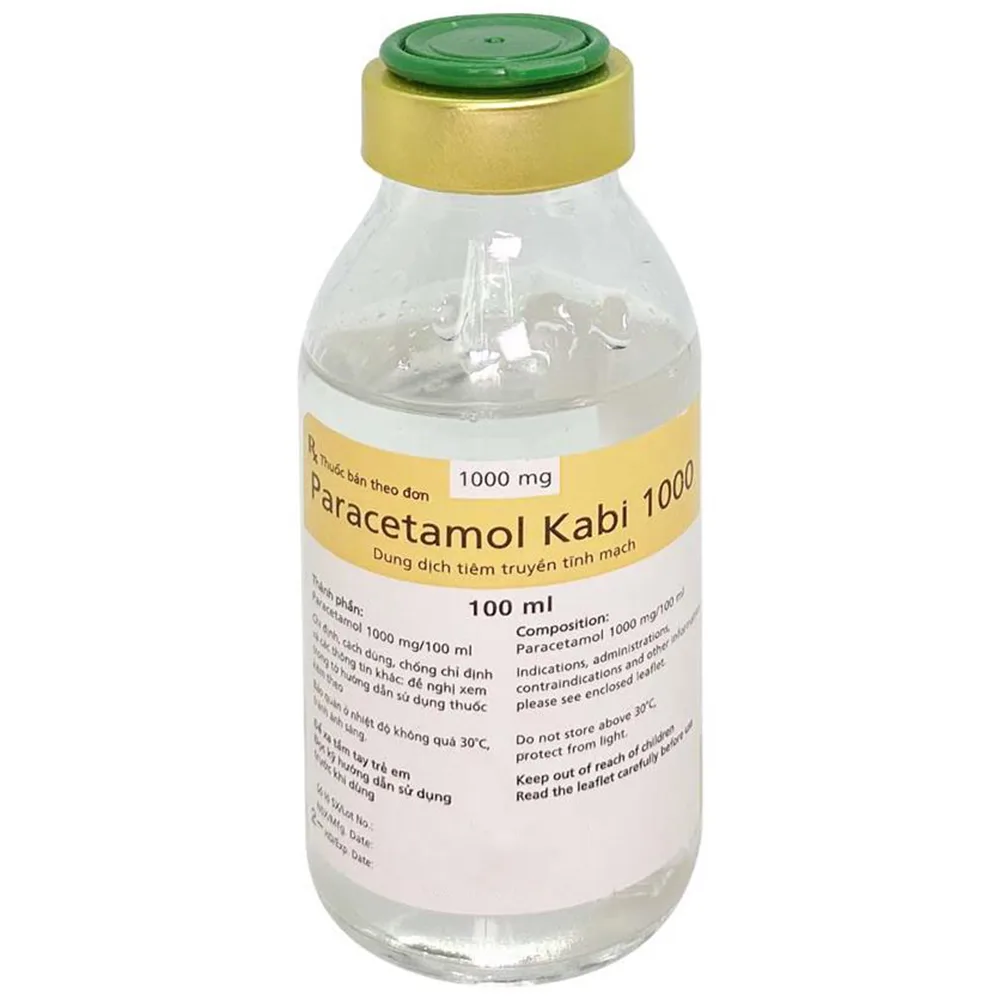 Hình ảnh Dung dịch tiêm truyền tĩnh mạch Paracetamol Kabi 1000 mg Frensenius Kabi điều trị ngắn hạn đau vừa (100ml)