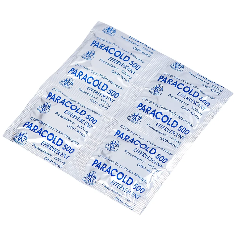 Hình ảnh Viên sủi Paracold 500 Effervescent Mekophar giảm đau thần kinh, đau đầu, đau khớp (4 vỉ x 4 viên)