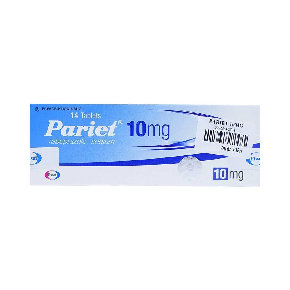 Hình ảnh Thuốc ức chế bơm Proton Pariet 10mg Eisai điều trị loét dạ dày, tá tràng (1 vỉ x 14 viên) 