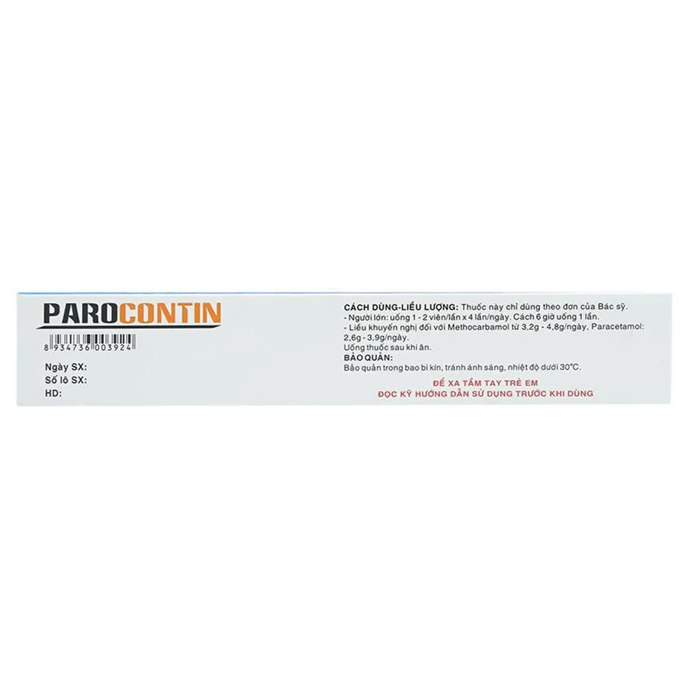 Hình ảnh Viên nén Parocontin Tipharco giảm đau co thắt cơ xương, đau căng cơ, bong gân (3 vỉ x 10 viên)