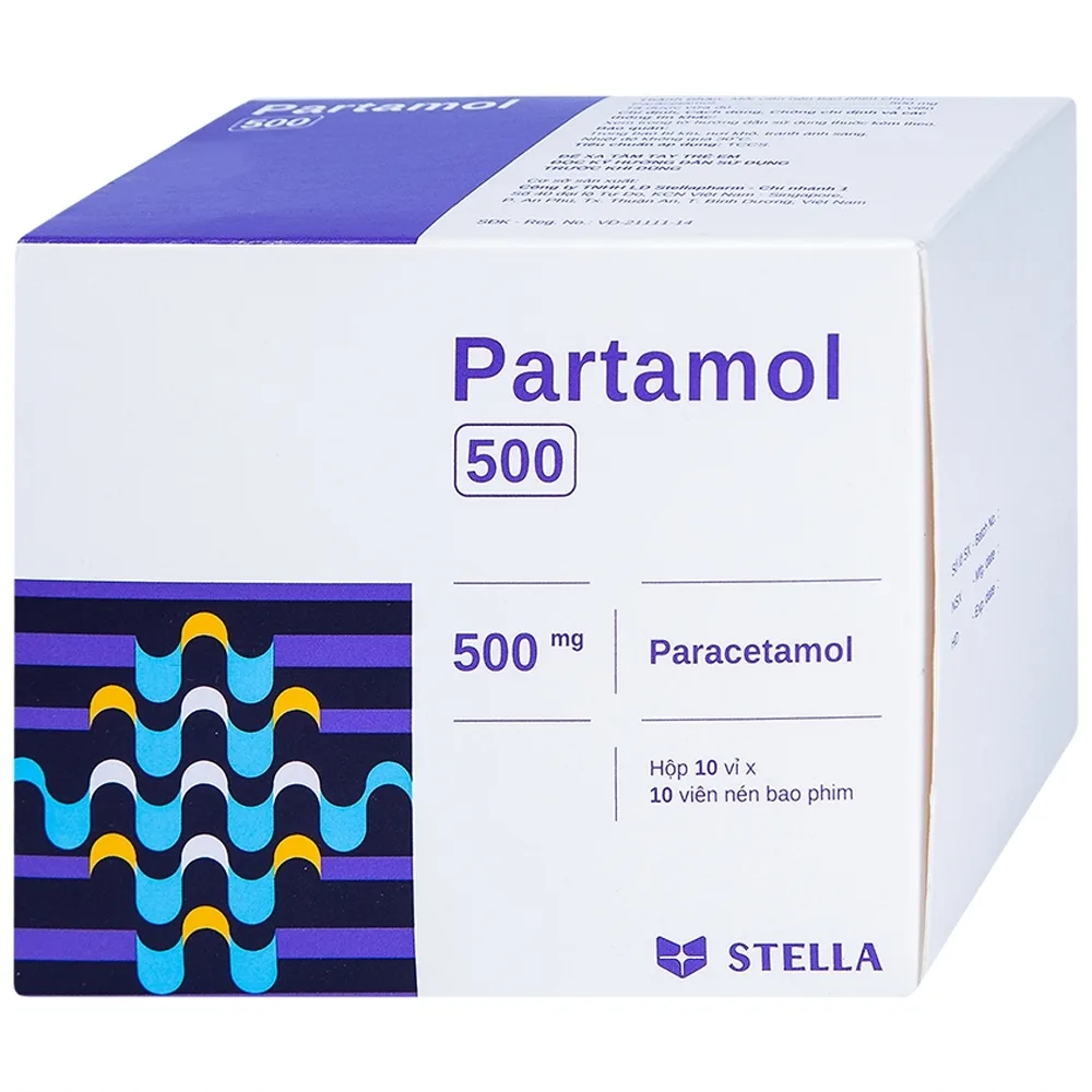 Hình ảnh Thuốc Partamol 500 Stella điều trị các cơn đau và sốt từ nhẹ đến vừa (10 vỉ x 10 viên)