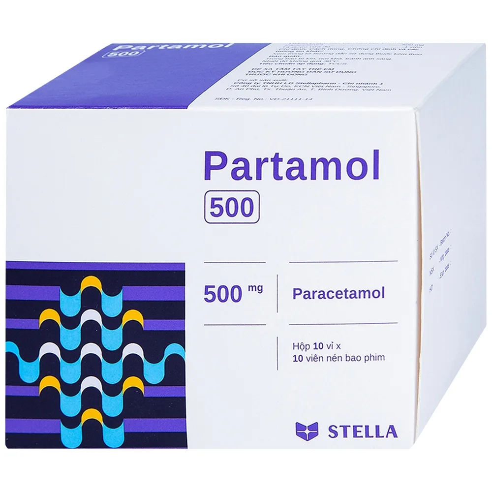 Hình ảnh Thuốc Partamol Tab 500mg Stella điều trị các triệu chứng đau và sốt từ nhẹ đến vừa (10 vỉ x 10 viên)