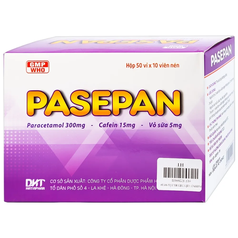 Hình ảnh Viên nén Pasepan Hataphar hạ sốt, giảm đau, điều trị cảm lạnh, cảm cúm, nhức đầu (50 vỉ x 10 viên)