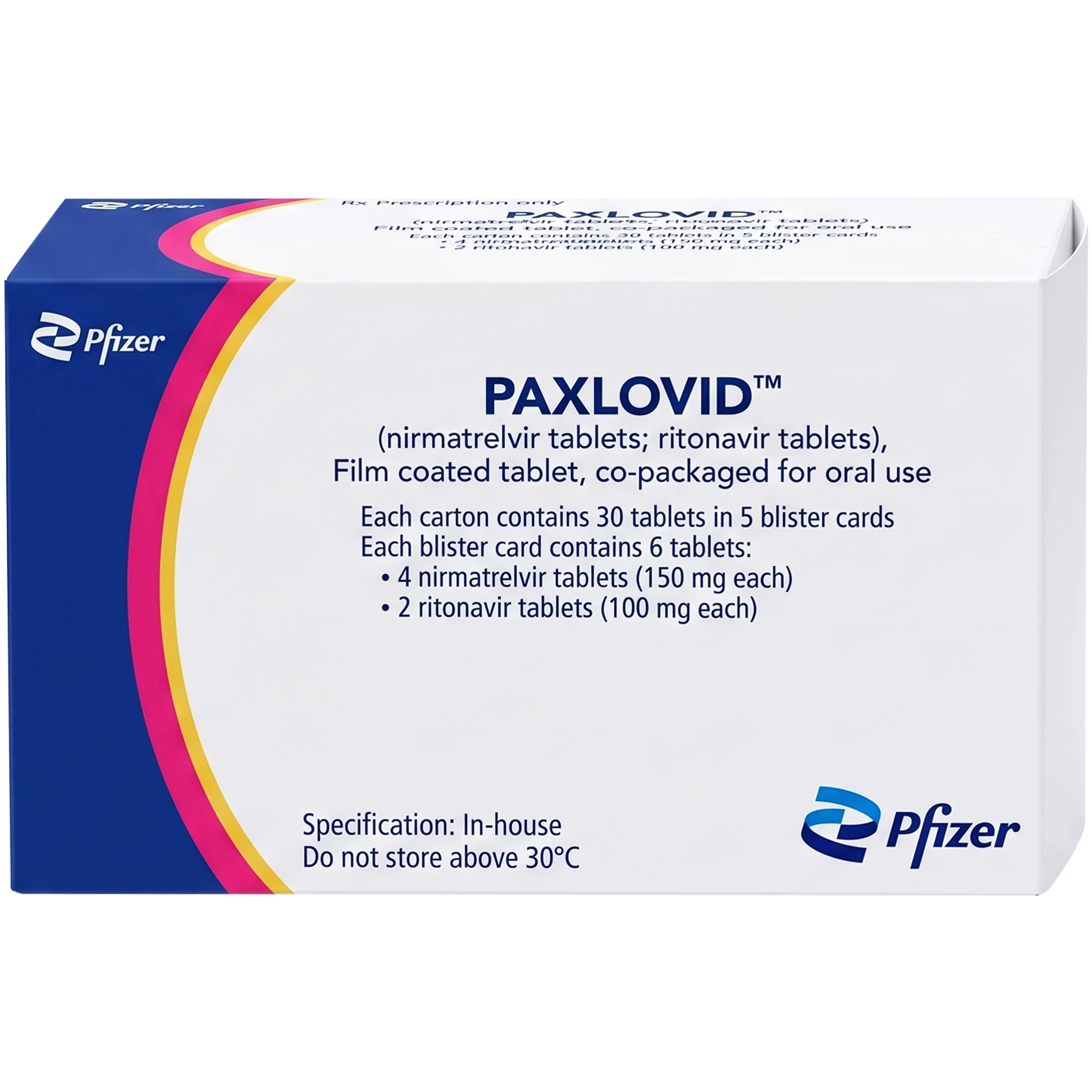 Hình ảnh Thuốc Paxlovid Pfizer là thuốc kháng virus dùng đường uống để điều trị COVID-19 (5 vỉ x 6 viên)