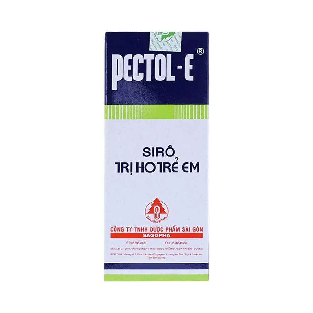 Hình ảnh Siro trị ho trẻ em Pectol-E Sagopha điều trị ho, viêm phế quản, suyễn, cảm, sổ mũi (90ml)