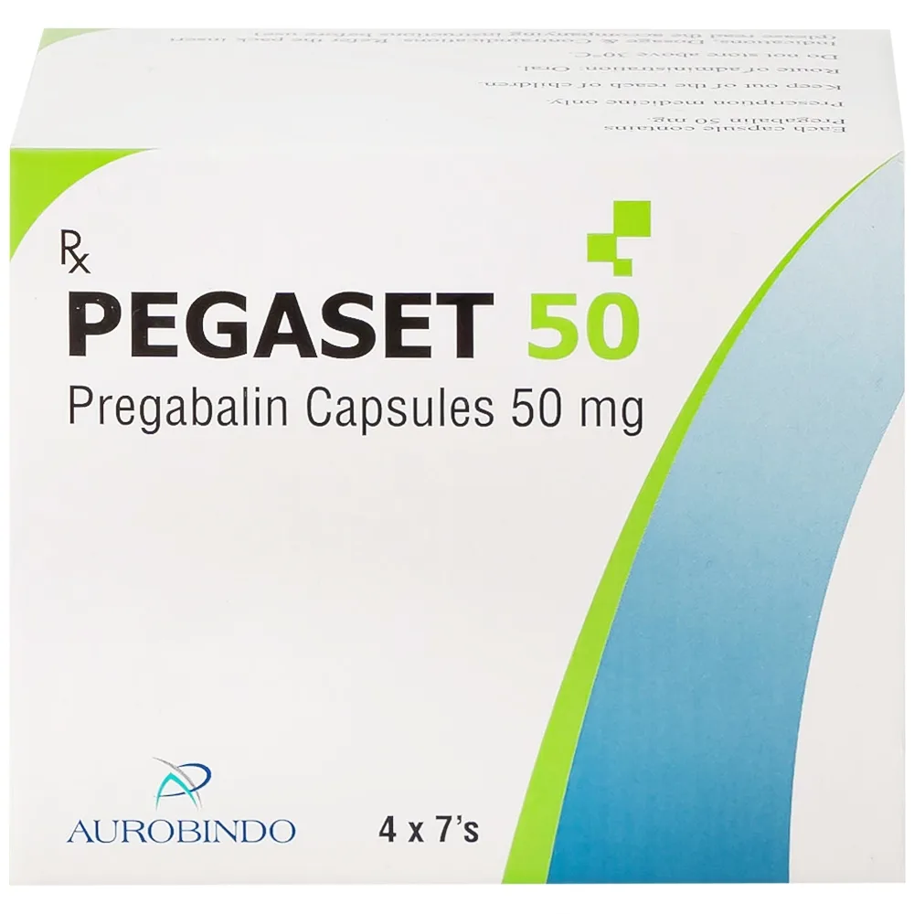 Hình ảnh Thuốc Pegaset 50 Aurobindo điều trị đau thần kinh, hỗ trợ động kinh cục bộ (4 vỉ x 7 viên)