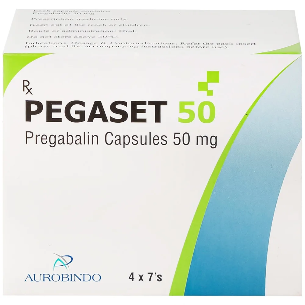 Hình ảnh Thuốc Pegaset 50 Aurobindo điều trị đau thần kinh, hỗ trợ động kinh cục bộ (4 vỉ x 7 viên)