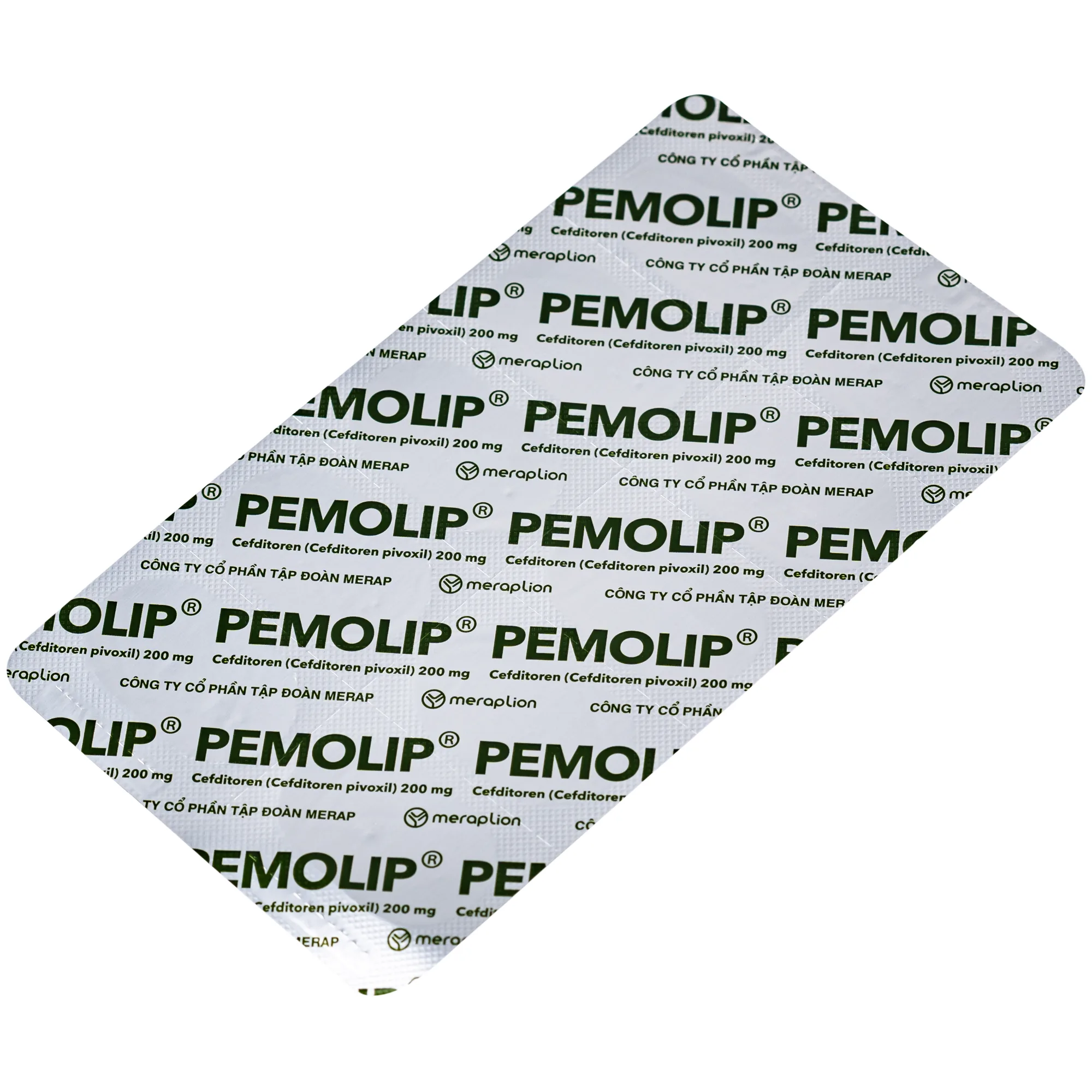 Hình ảnh Thuốc Pemolip 200mg Meraplion điều trị các nhiễm khuẩn từ nhẹ đến vừa bởi các chủng vi sinh vật (2 vỉ x 10 viên)