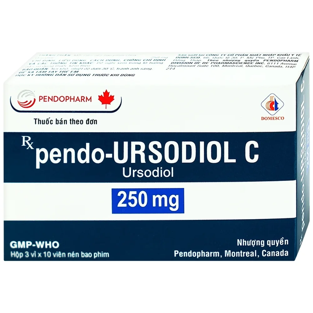Hình ảnh Viên nén pendo-Ursodiol C 250mg Domesco điều trị xơ gan mật nguyên phát (3 vỉ x 10 viên)