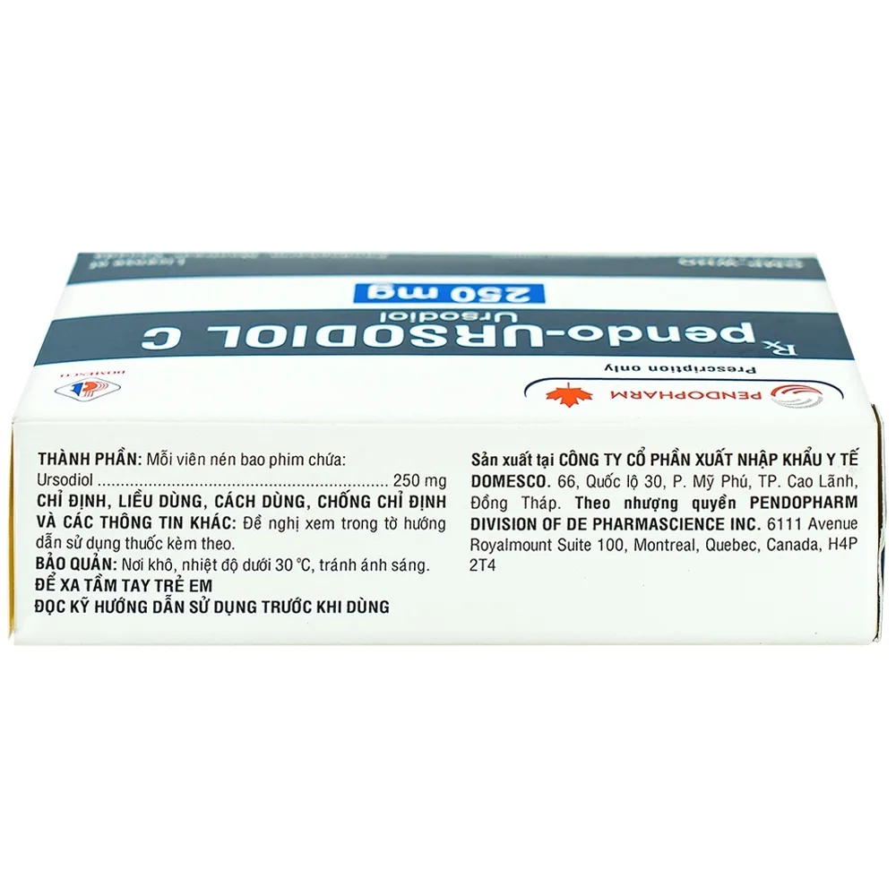 Hình ảnh Viên nén pendo-Ursodiol C 250mg Domesco điều trị xơ gan mật nguyên phát (3 vỉ x 10 viên)