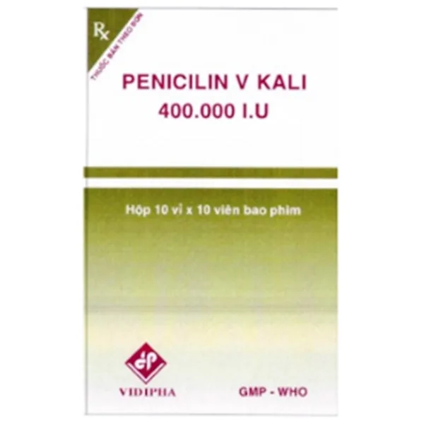 Hình ảnh Thuốc Penicilin V Kali 400.000 I.U Vidipha điều trị một số loại nhiễm khuẩn (10 vỉ x 10 viên)