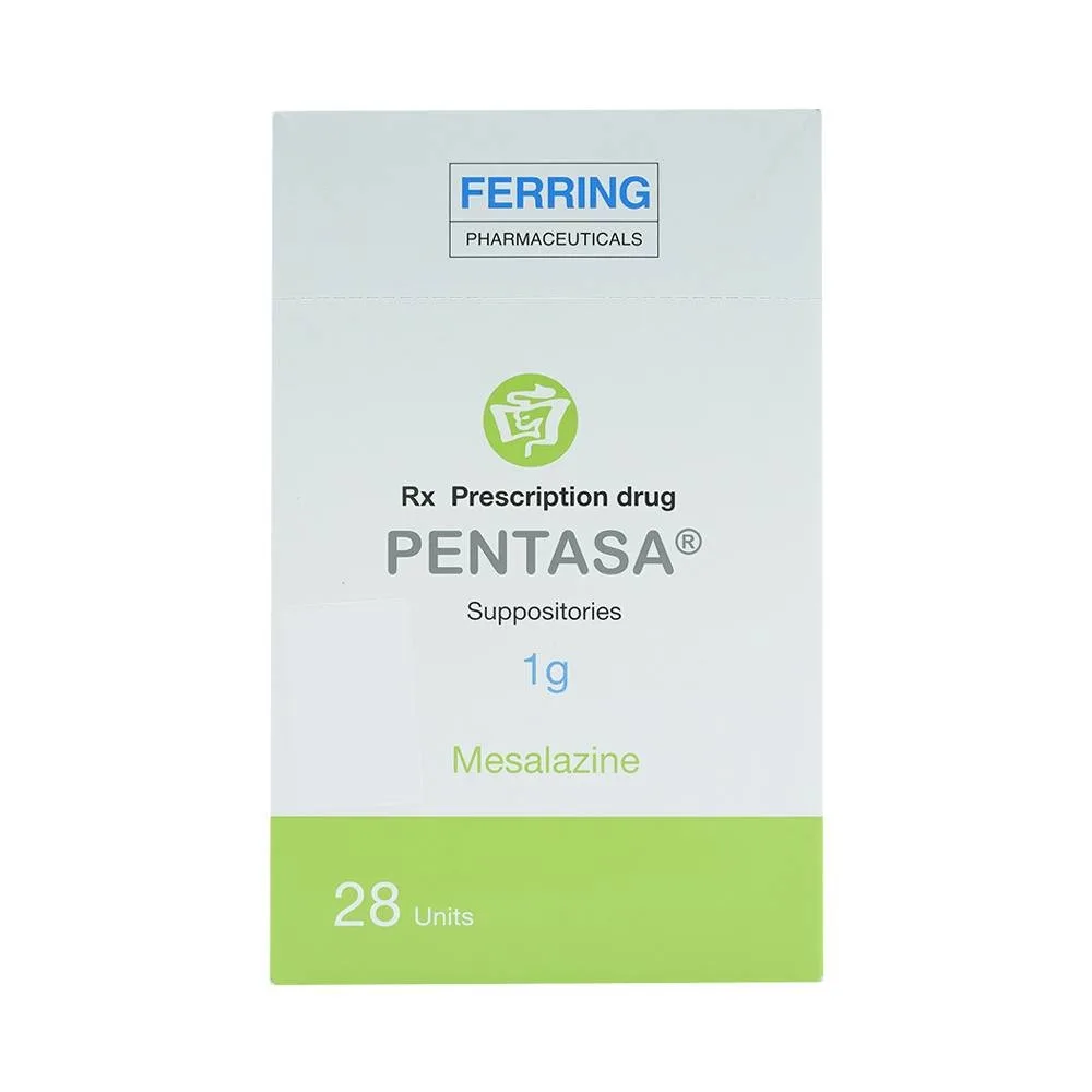 Hình ảnh Viên đặt trực tràng Pentasa 1g Ferring điều trị viêm loét dạ dày, trực tràng (4 vỉ x 7 viên)