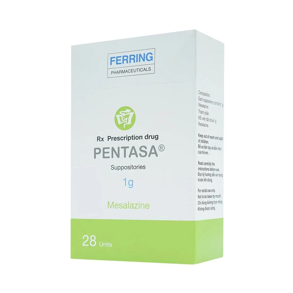 Hình ảnh Viên đặt trực tràng Pentasa 1g Ferring điều trị viêm loét dạ dày, trực tràng (4 vỉ x 7 viên)