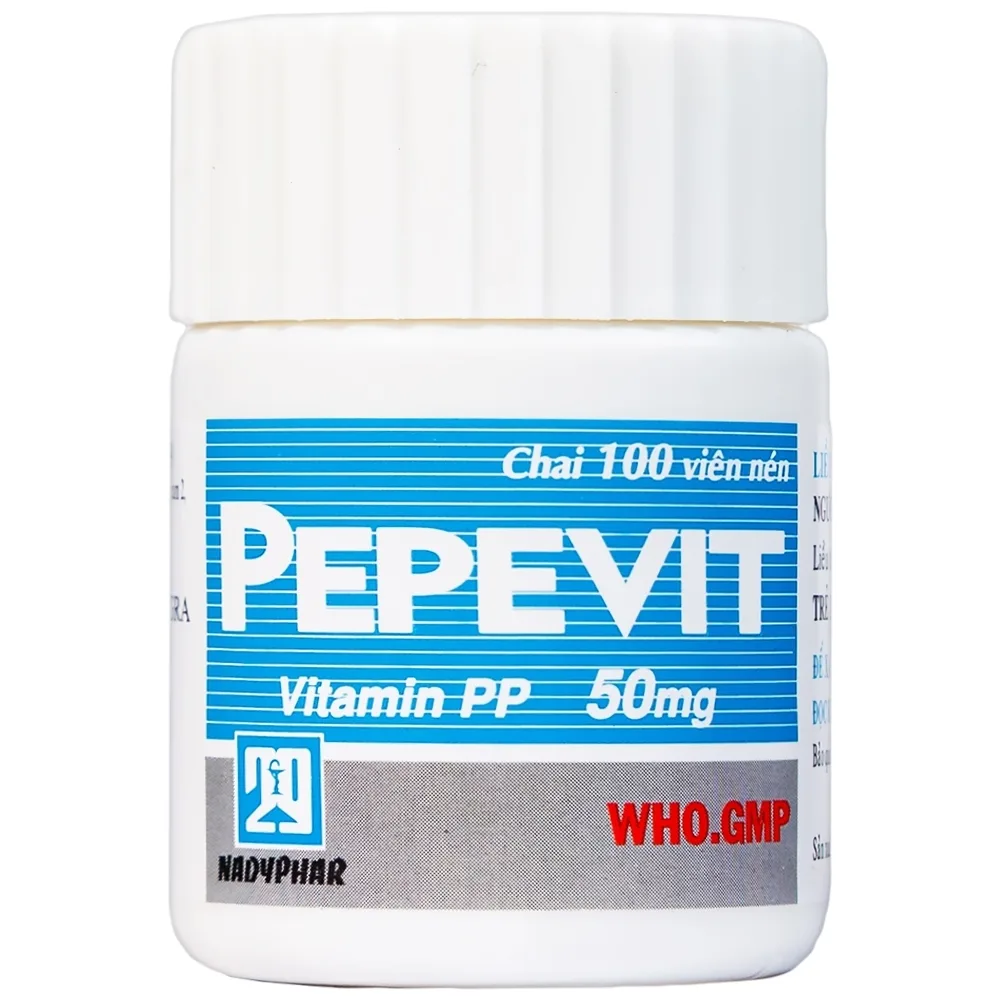 Hình ảnh Viên nén Pepevit 50mg Nadyphar điều trị bệnh Pellagra (100 viên)
