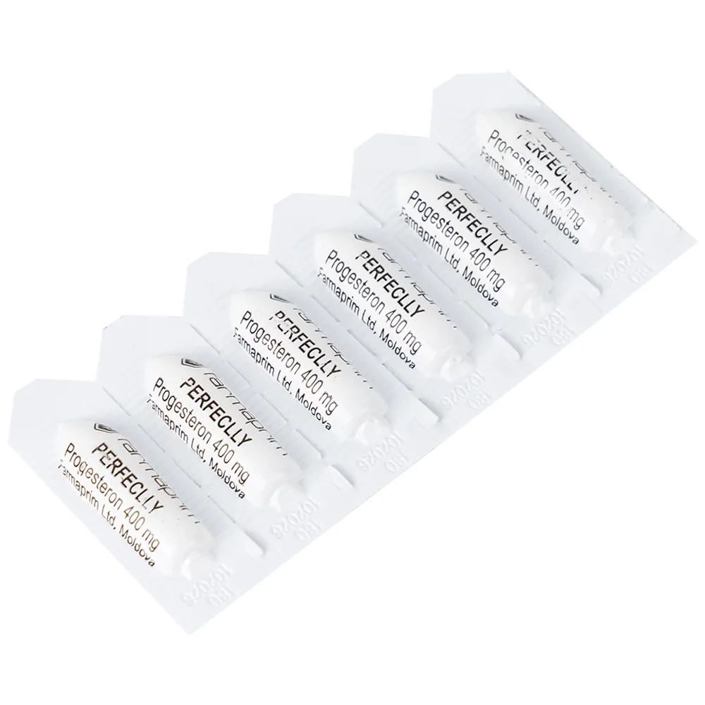 Hình ảnh Viên đặt âm đạo Perfeclly 400mg Farmaprim điều trị hội chứng tiền kinh nguyệt (2 vỉ x 6 viên)