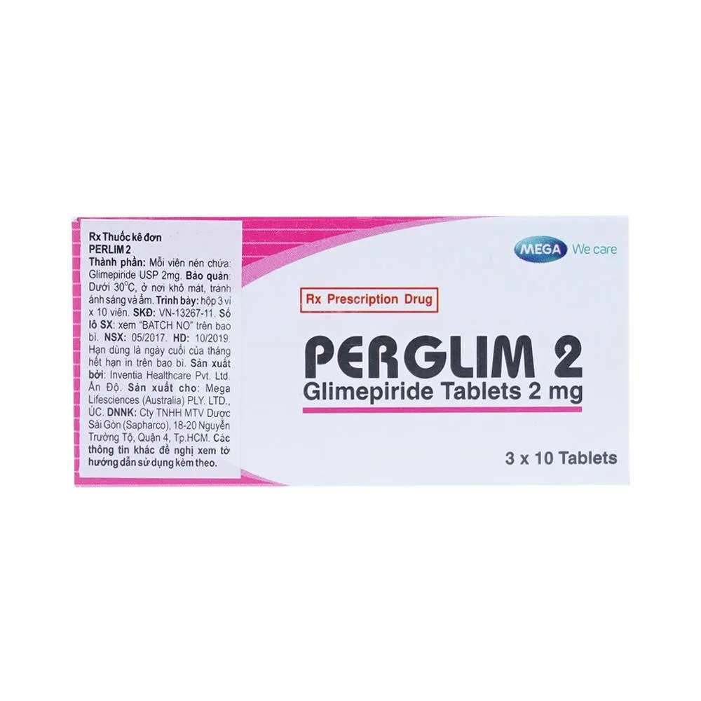 Hình ảnh Viên nén Perglim 2 MEGA We care điều trị đái tháo đường típ 2 (3 vỉ x 10 viên)