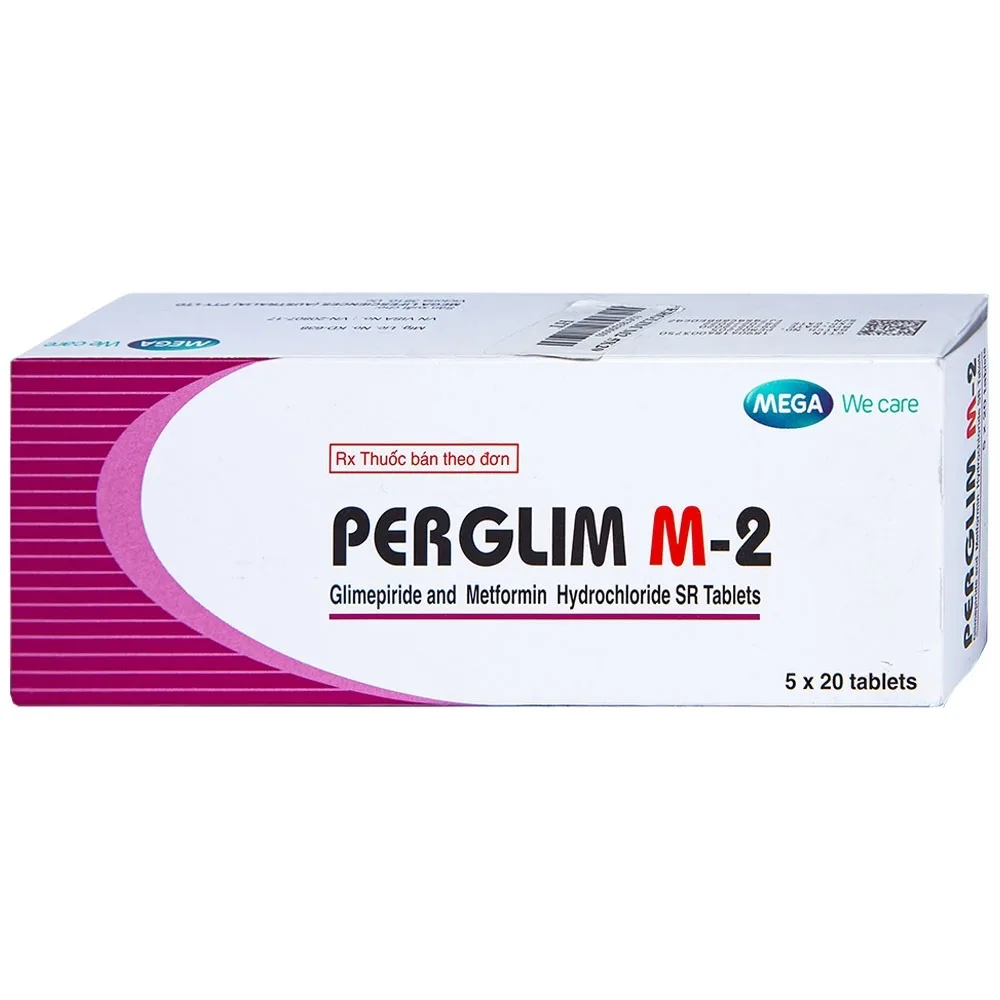 Hình ảnh Viên nén Perglim M-2 Mega We Care điều trị bệnh đái tháo đường típ 2 (5 vỉ x 20 viên)