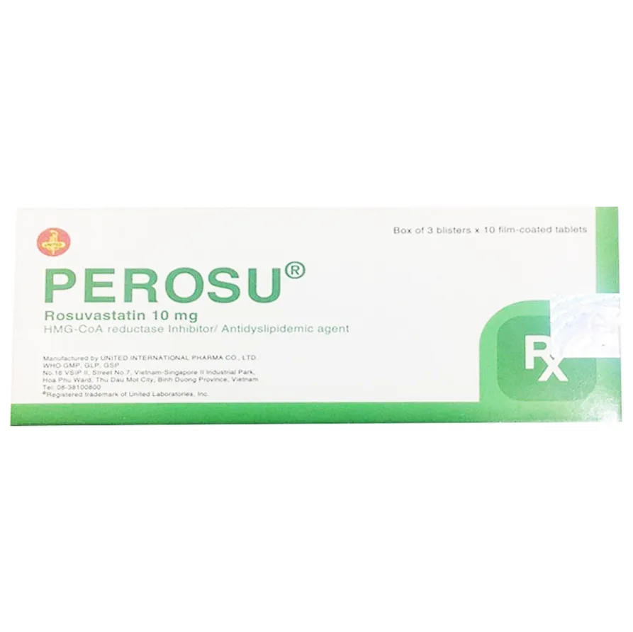 Hình ảnh Thuốc Perosu 10mg United làm hạ cholesterol máu, giảm mỡ máu (3 vỉ x 10 viên)