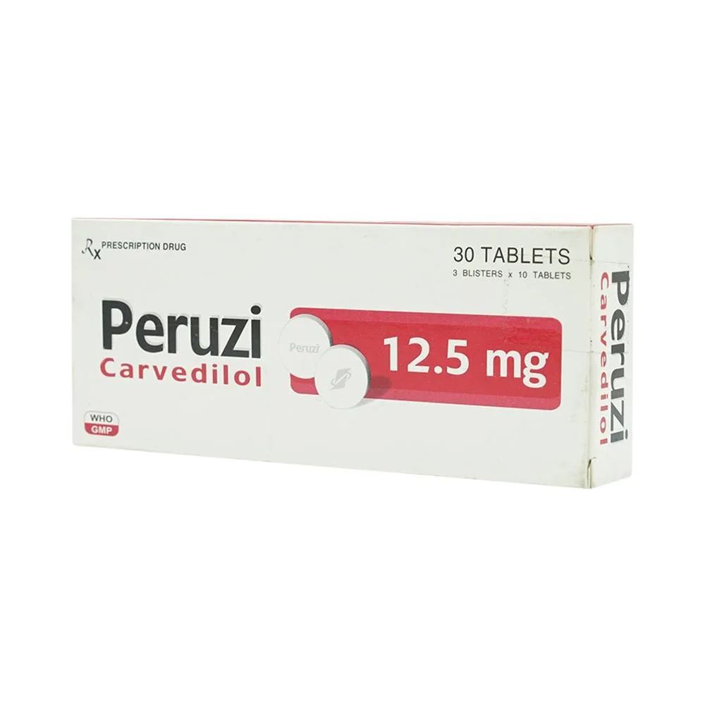 Hình ảnh Viên nén Peruzi 12.5mg DaViPharm điều trị tăng huyết áp, đau thắt ngực (3 vỉ x 10 viên)