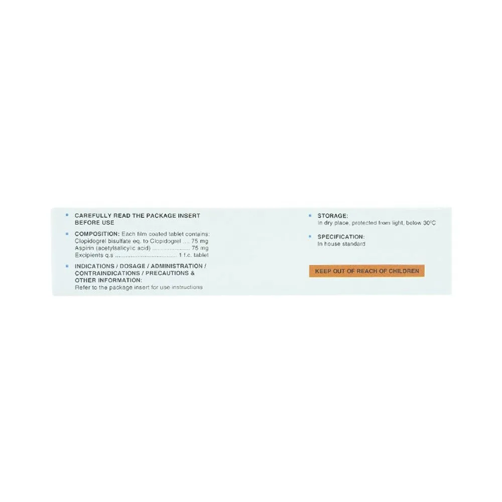 Hình ảnh Viên nén Pfertzel 75mg/75mg DaViPharm dự phòng nghẽn mạch huyết khối, điều trị nhồi máu cơ tim (3 vỉ x 10 viên)