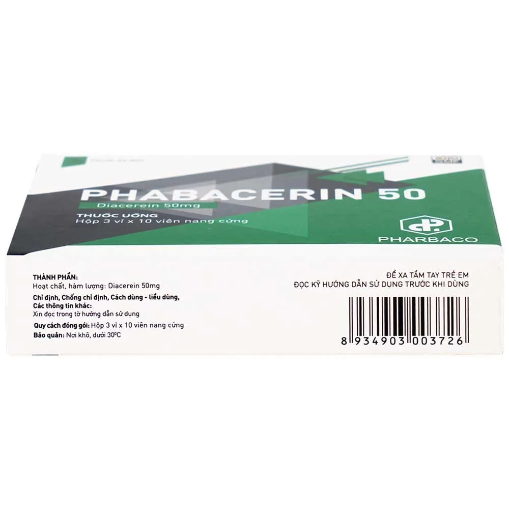 Hình ảnh Thuốc uống Phabacerin 50 Pharbaco điều trị thoái hóa khớp (3 vỉ x 10 viên)