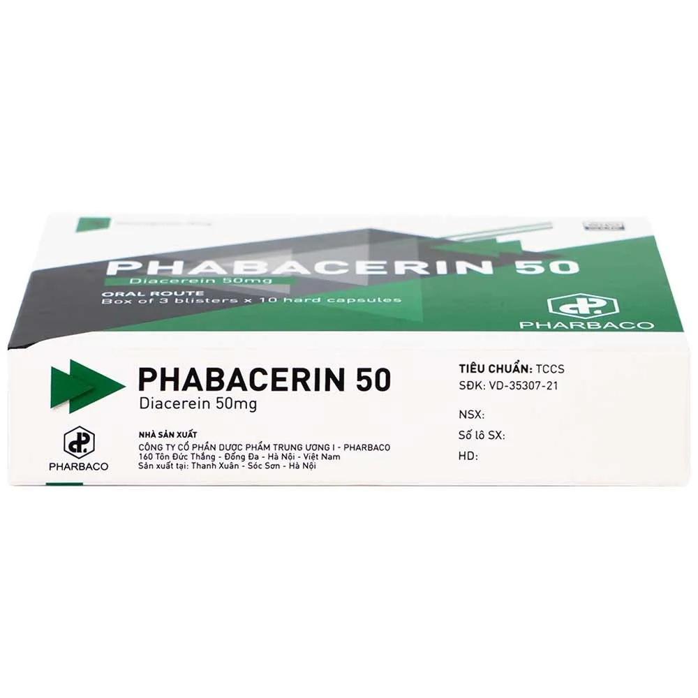 Hình ảnh Thuốc uống Phabacerin 50 Pharbaco điều trị thoái hóa khớp (3 vỉ x 10 viên)