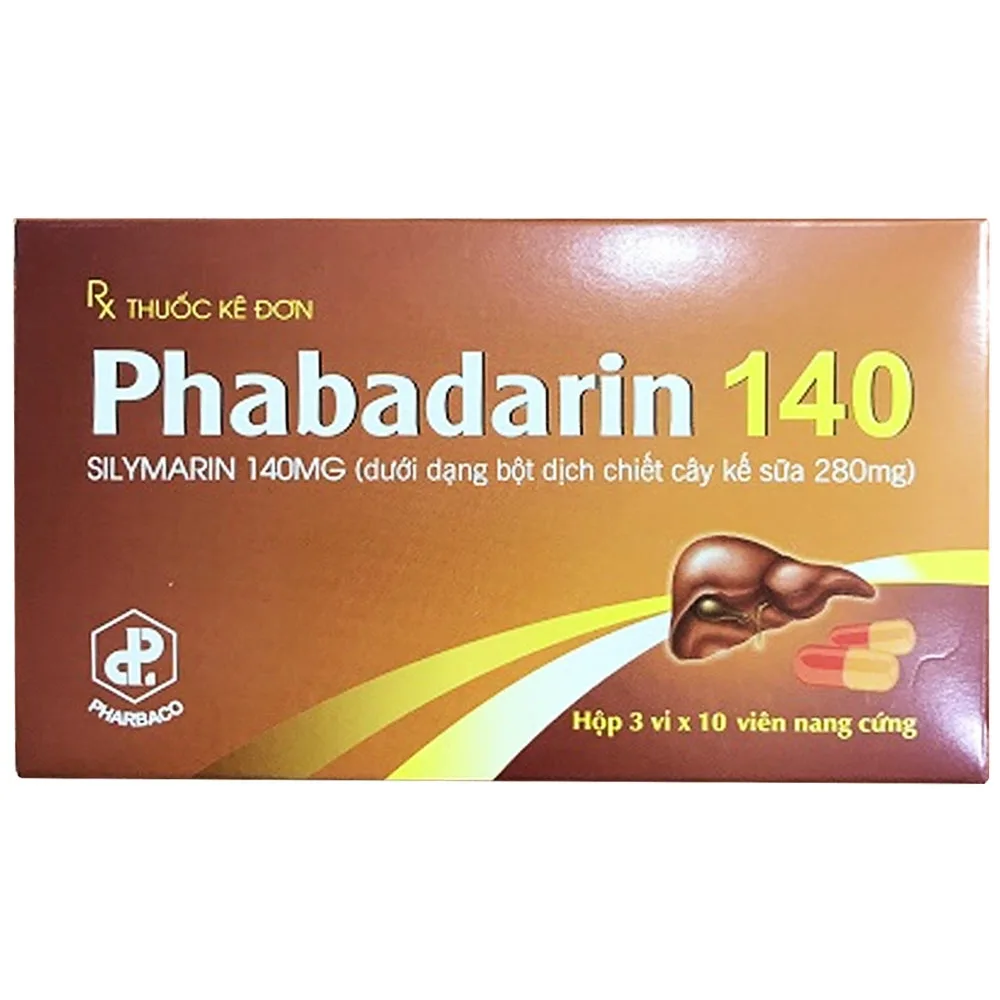 Hình ảnh Thuốc Phabadarin 140 Pharbaco hỗ trợ bảo vệ tế bào gan (3 vỉ x 10 viên)