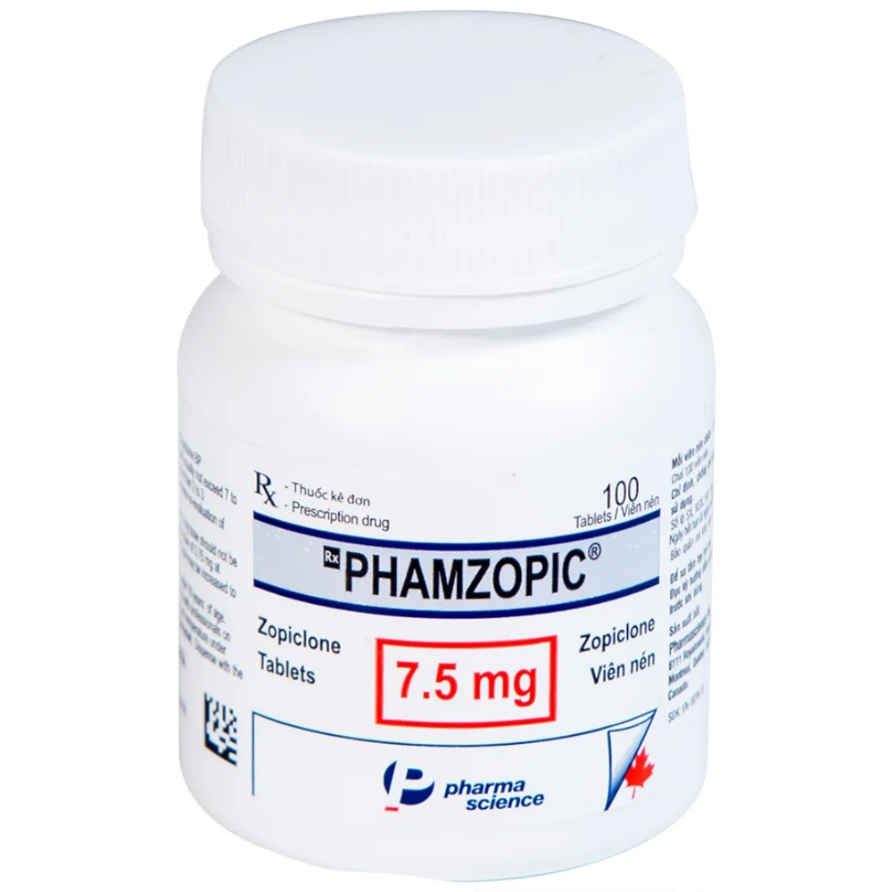 Hình ảnh Viên nén Phamzopic 7.5mg Pharmascience điều trị rối loạn giấc ngủ (100 viên)