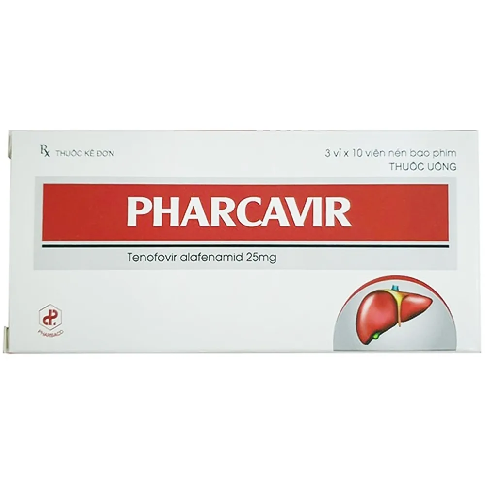 Hình ảnh Thuốc Pharcavir 25mg Pharbaco điều trị viêm gan B mạn tính (3 vỉ x 10 viên)