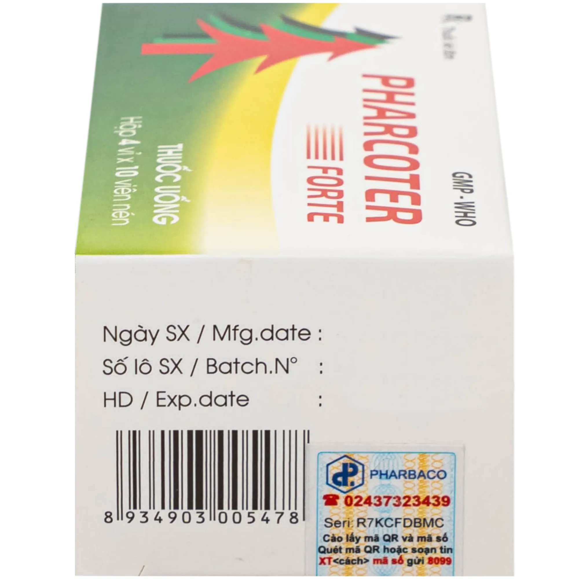 Hình ảnh Thuốc Pharcoter Forte  Điều Trị Ho, Long Đờm  (4 Vỉ X 10 Viên)