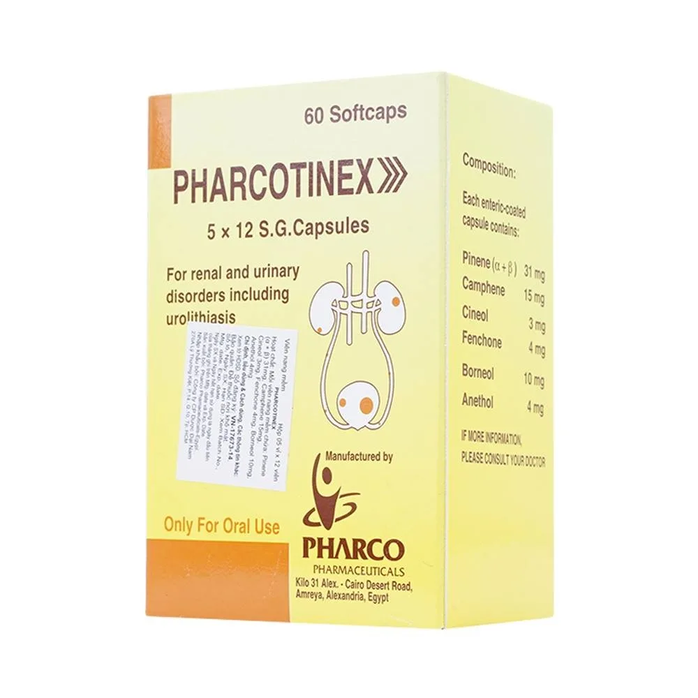 Hình ảnh Thuốc Pharcotinex Pharco điều trị các rối loạn thận, tiết niệu (5 vỉ x 12 viên)
