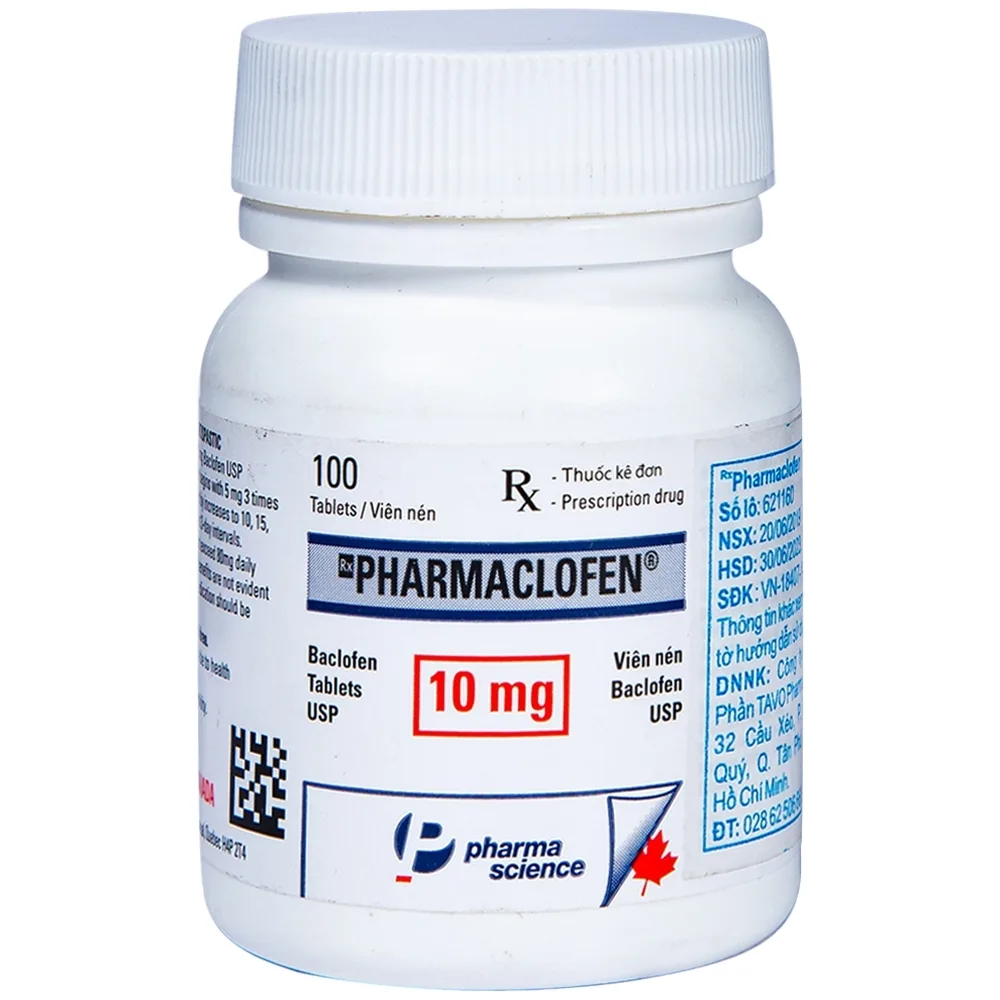 Hình ảnh Viên nén Pharmaclofen 10mg Pharmascience điều trị các chứng co thắt cơ xương (100 viên)
