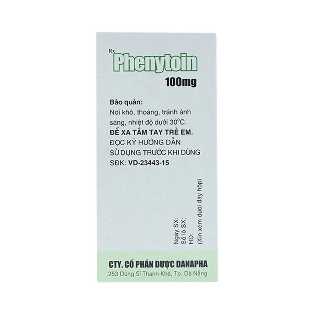 Hình ảnh Viên nén Phenytoin 100mg Danapha điều trị động kinh cơn lớn, động kinh cục bộ (100 viên)