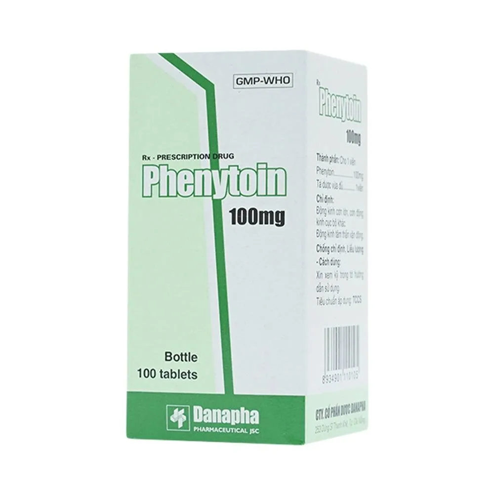 Hình ảnh Viên nén Phenytoin 100mg Danapha điều trị động kinh cơn lớn, động kinh cục bộ (100 viên)