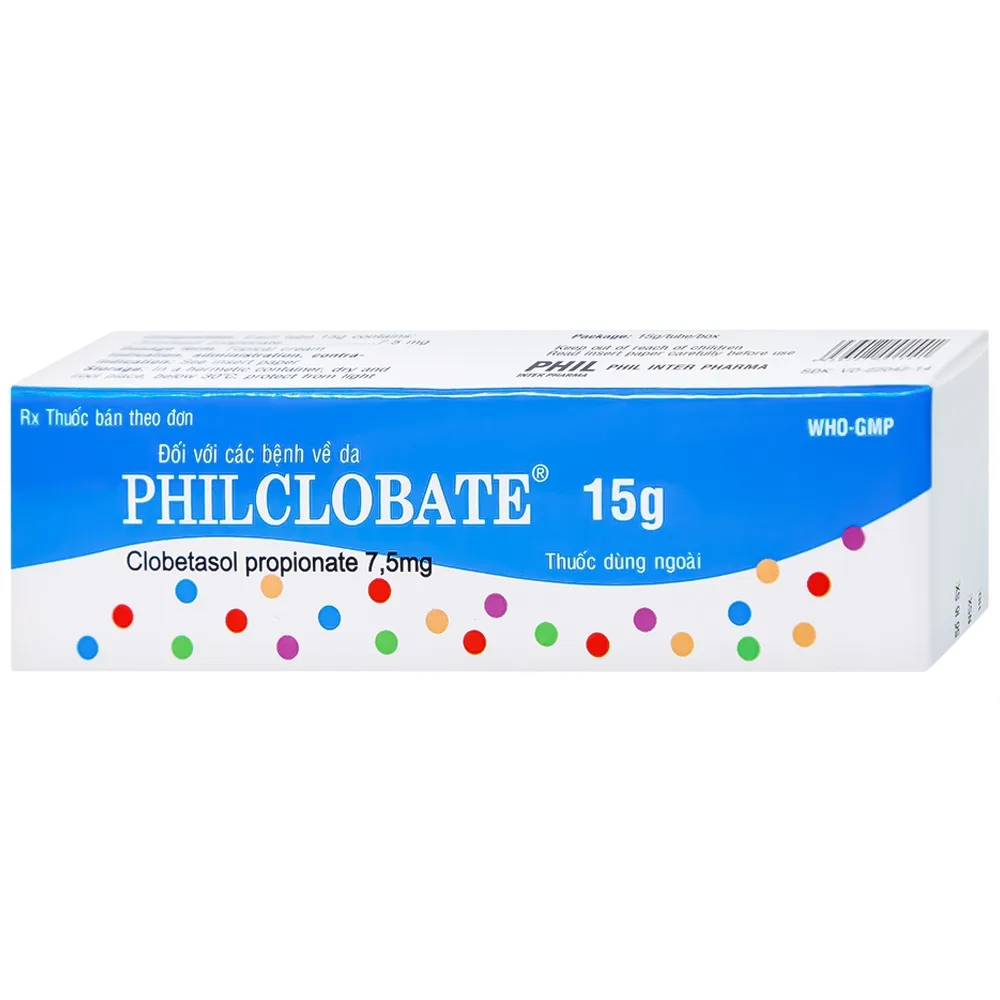 Hình ảnh Kem bôi da PhilClobate Phil Inter Pharma điều trị viêm da, chàm, chàm dị ứng (15g)