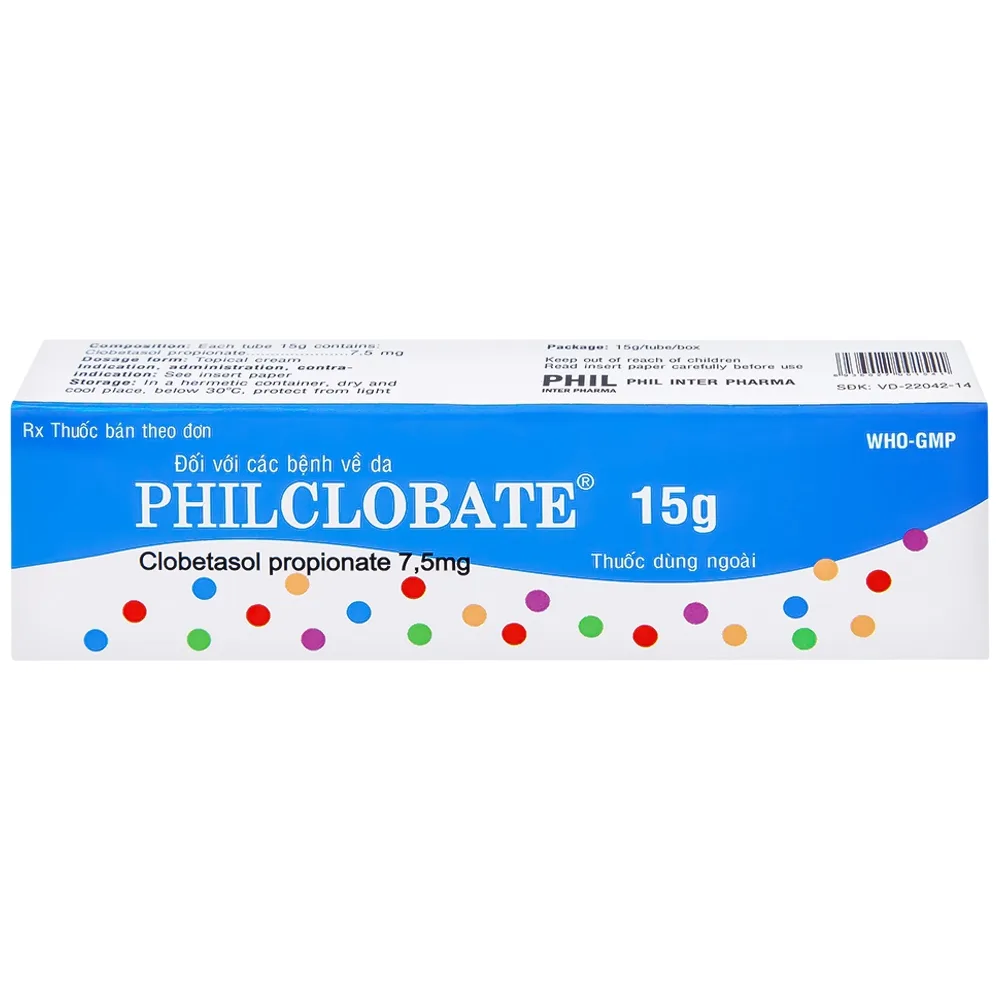 Hình ảnh Kem bôi da PhilClobate Phil Inter Pharma điều trị viêm da, chàm, chàm dị ứng (15g)