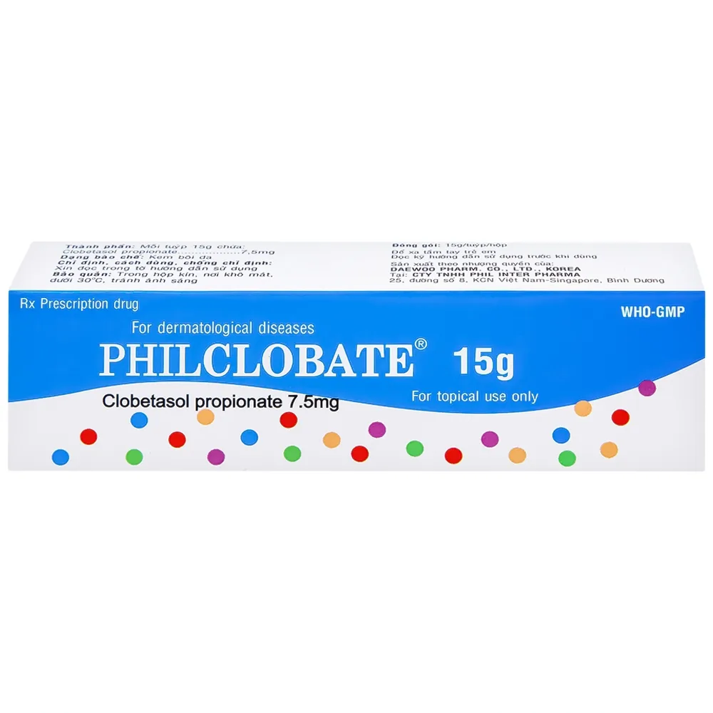 Hình ảnh Kem bôi da PhilClobate Phil Inter Pharma điều trị viêm da, chàm, chàm dị ứng (15g)
