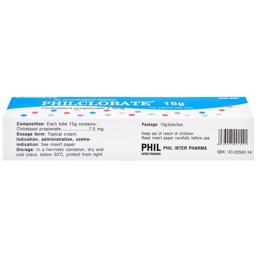 Hình ảnh Kem bôi da PhilClobate Phil Inter Pharma điều trị viêm da, chàm, chàm dị ứng (15g)