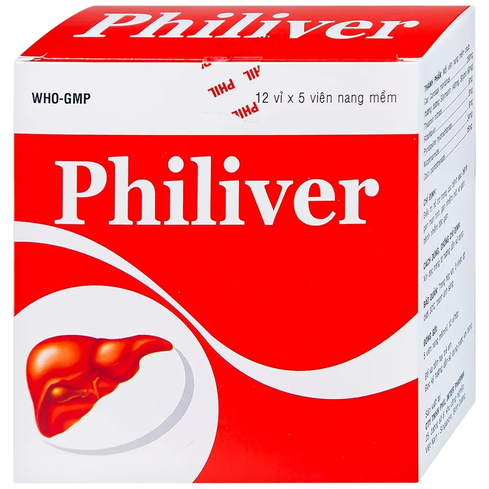 Hình ảnh Viên nang mềm Philiver Phil Inter Pharma điều trị bệnh gan mạn tính, gan nhiễm mỡ (12 vỉ x 5 viên)