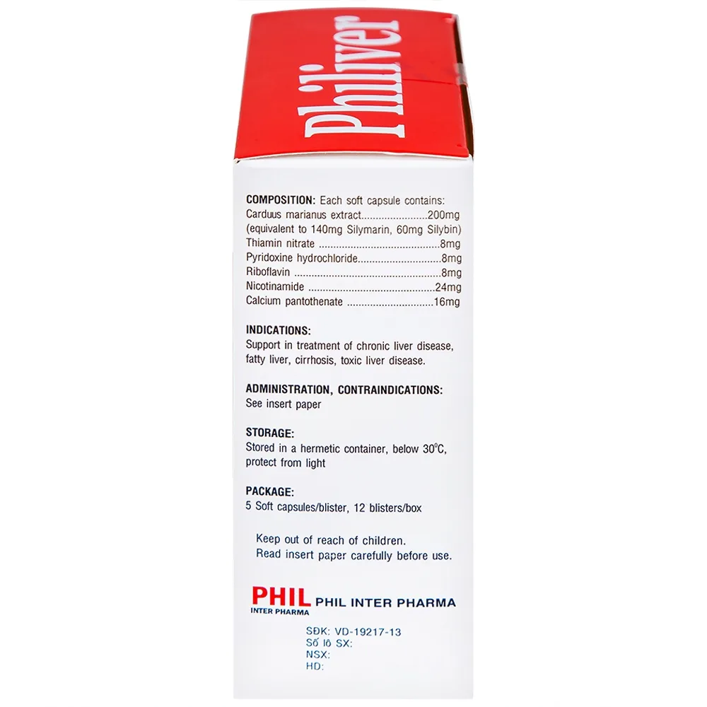 Hình ảnh Viên nang mềm Philiver Phil Inter Pharma điều trị bệnh gan mạn tính, gan nhiễm mỡ (12 vỉ x 5 viên)