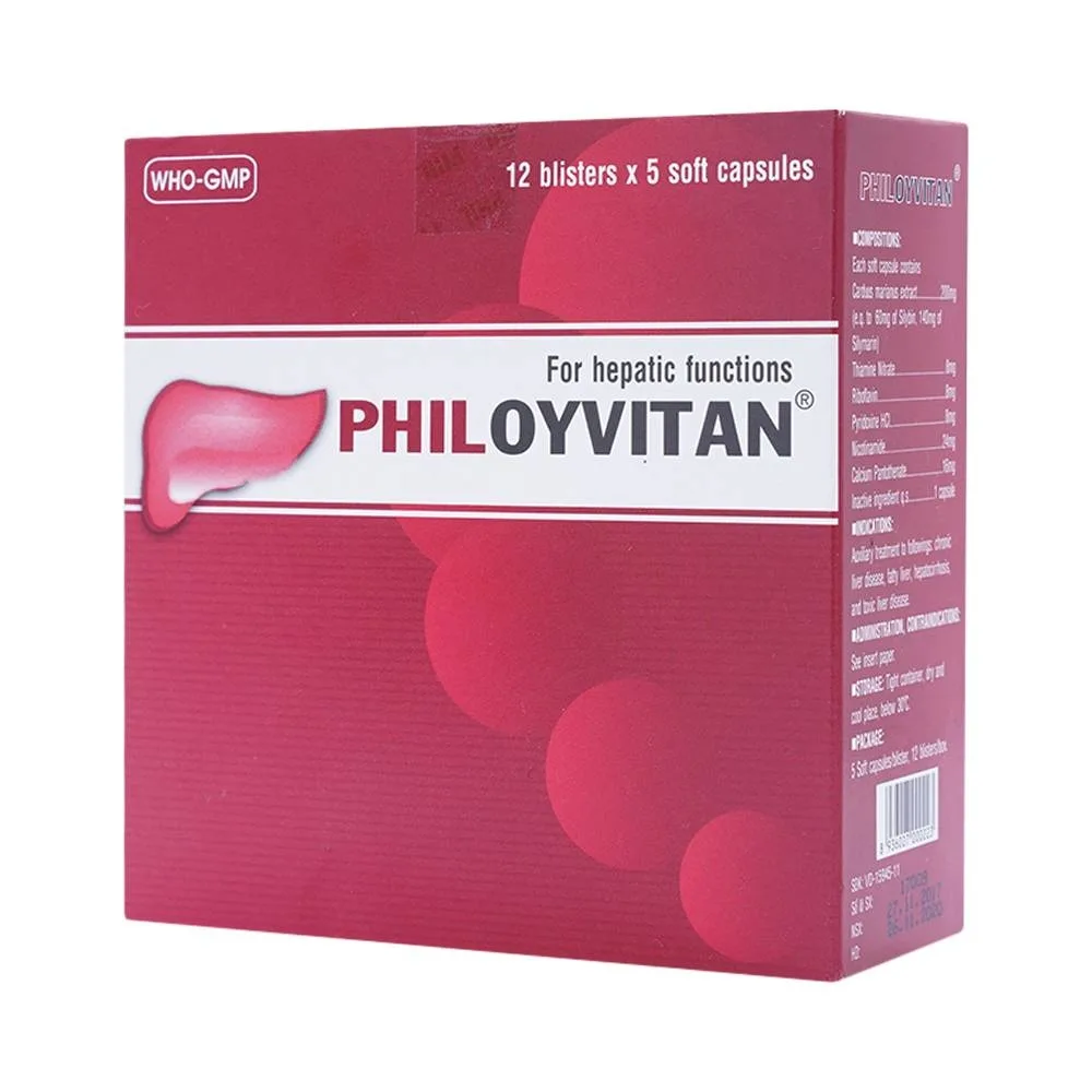 Hình ảnh Viên nang mềm Philoyvitan Phil Inter Pharma điều trị hỗ trợ các bệnh gan mạn tính (12 vỉ x 5 viên)